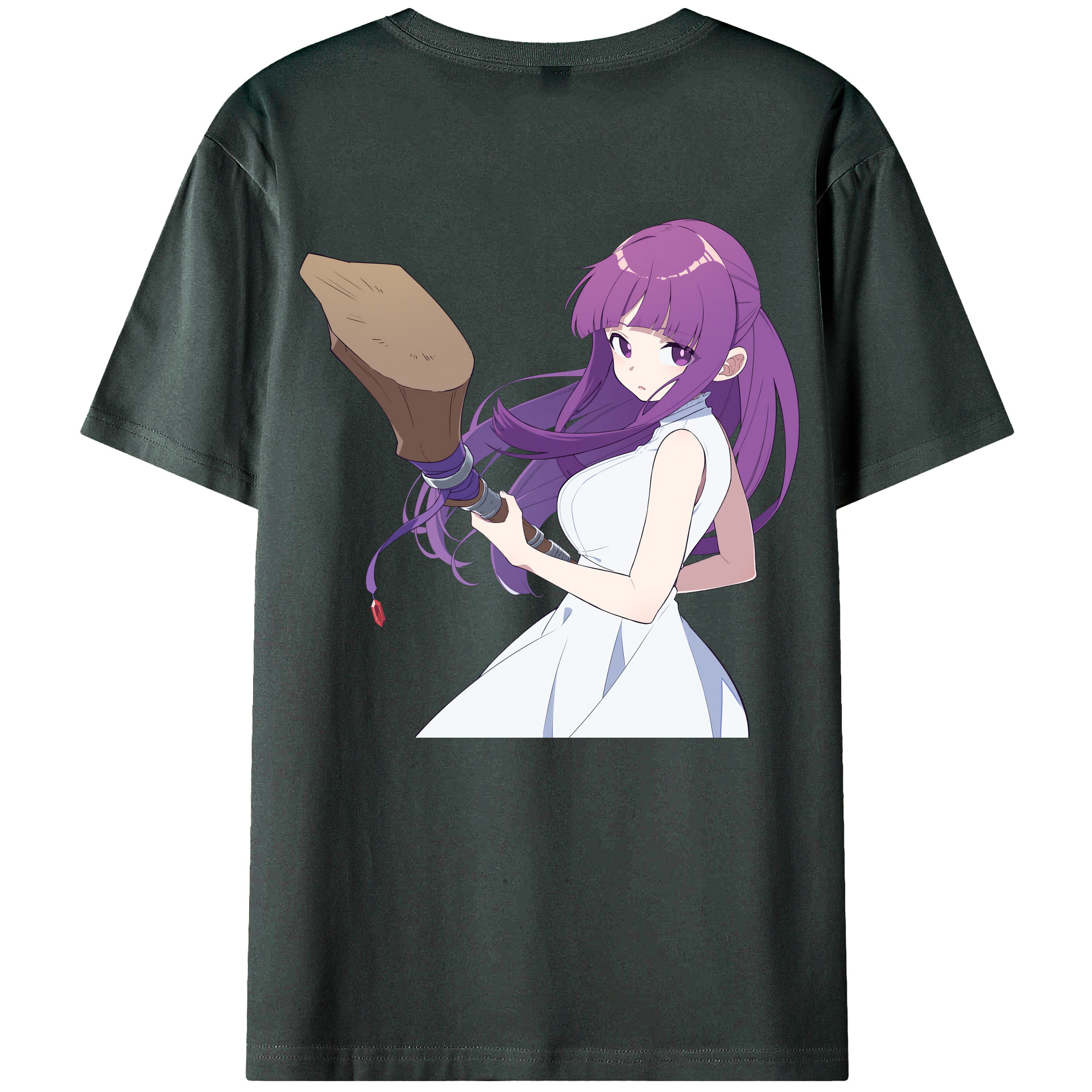 （画像用） 葬送のフリーレン Frieren 綿100％ メンズ半袖Tシャツ（バックプリント） 通気性